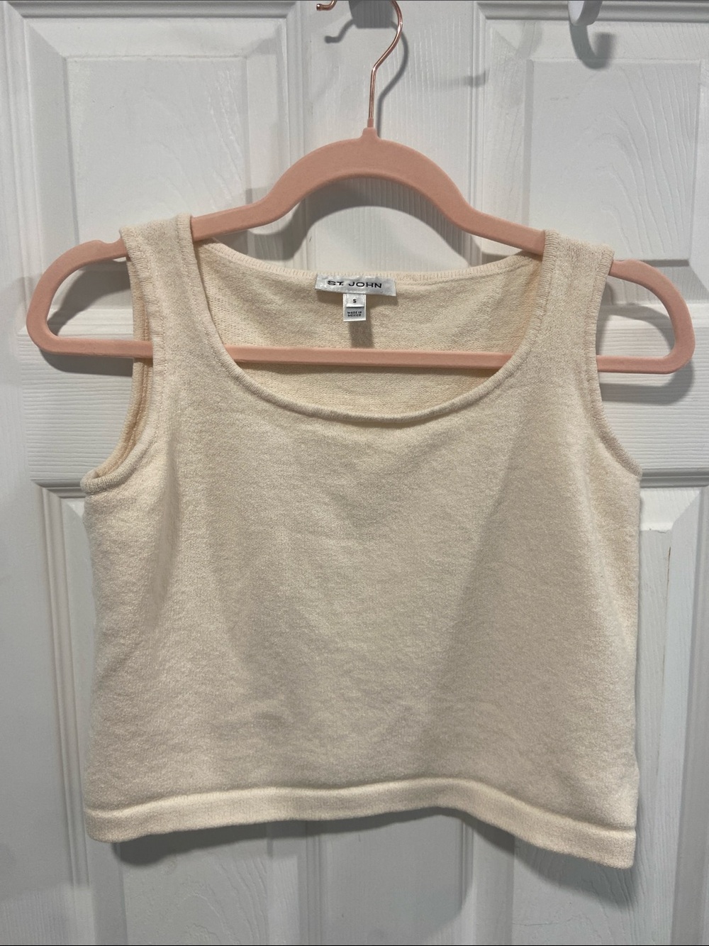 St. John Cream Knit Cropped Tank